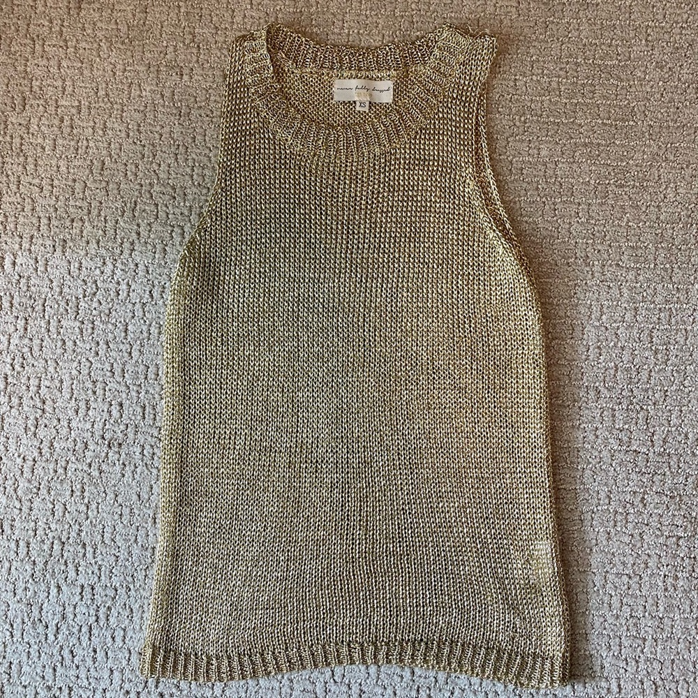 Gold Knit Shiny Tank Top, Never Fully Dressed Brand, XS, Excellent Condition